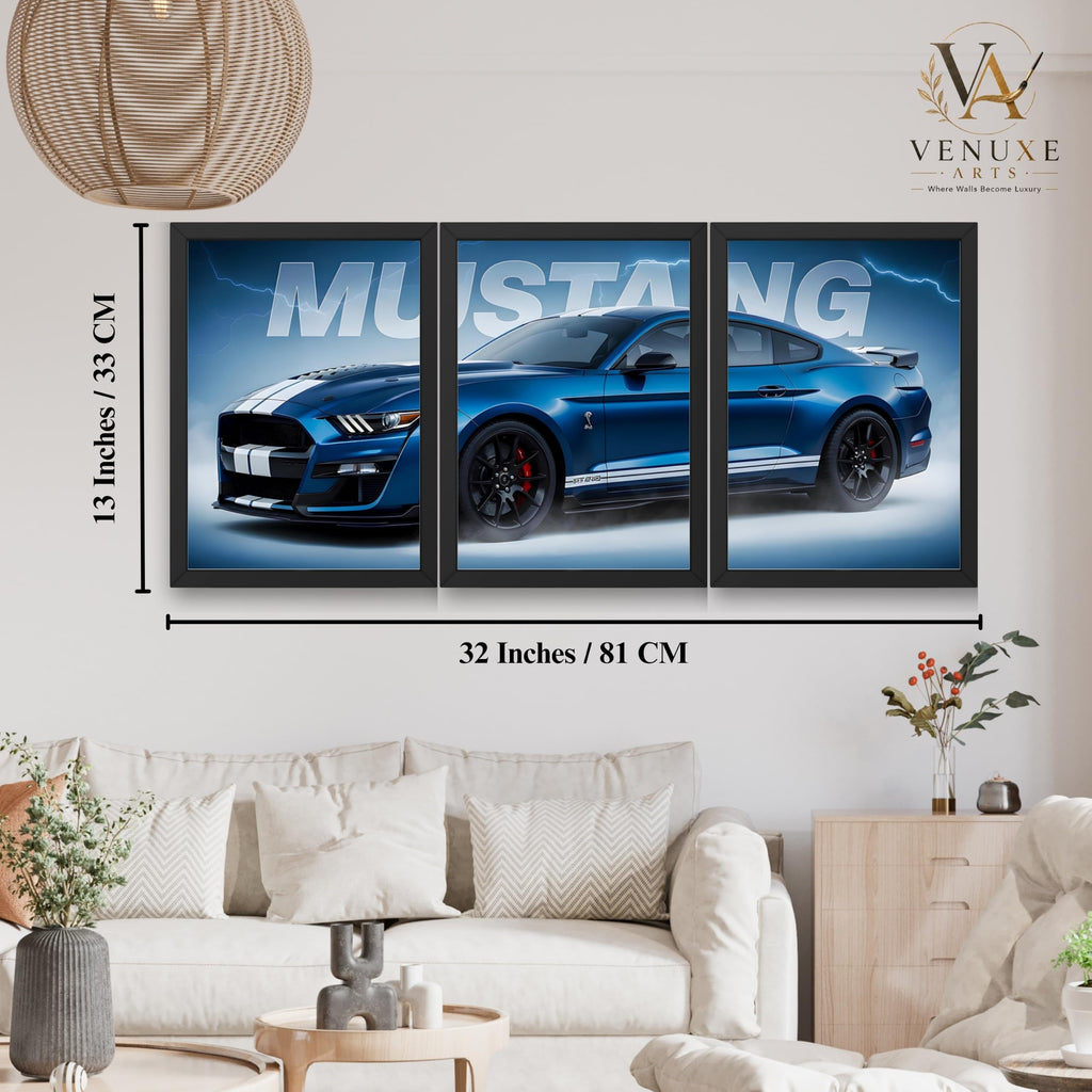 VENUXE ARTS Set Of 3 Big Sports Cars Framed Posters Gift Items for Boys Room Wall Decoration Bedroom, Living Room, Office, Studio Décor | Car Poster Frame for Wall Décor