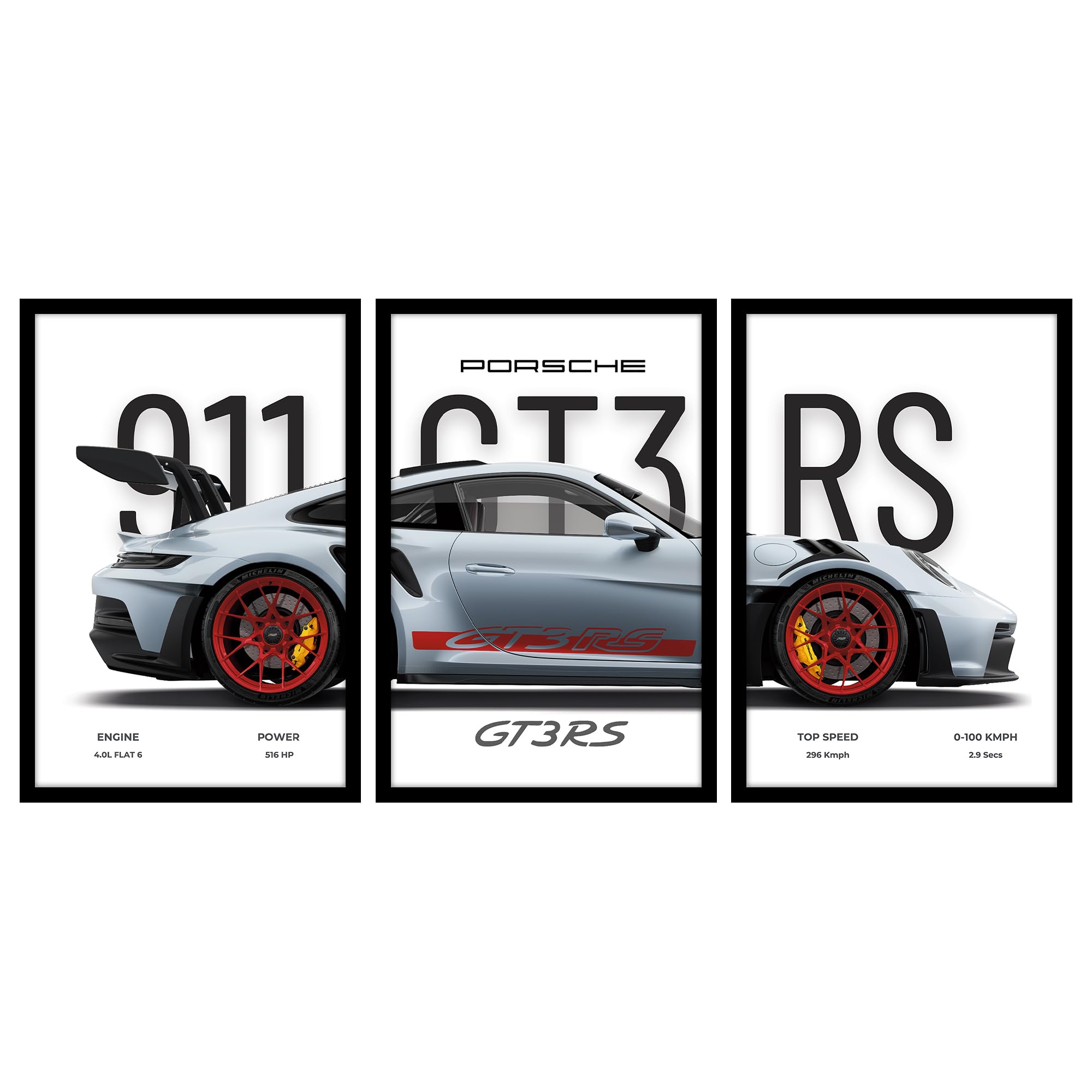 CodersParadise Framed Wall Poster (12x18 Inch) | Inspirational Quote Wall Art | Minimalist Motivational Home Decor for Living Room & Office | Ready-to-Hang Display Frame (Porsche GT3RS)