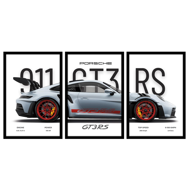 CodersParadise Framed Wall Poster (12x18 Inch) | Inspirational Quote Wall Art | Minimalist Motivational Home Decor for Living Room & Office | Ready-to-Hang Display Frame (Porsche GT3RS)