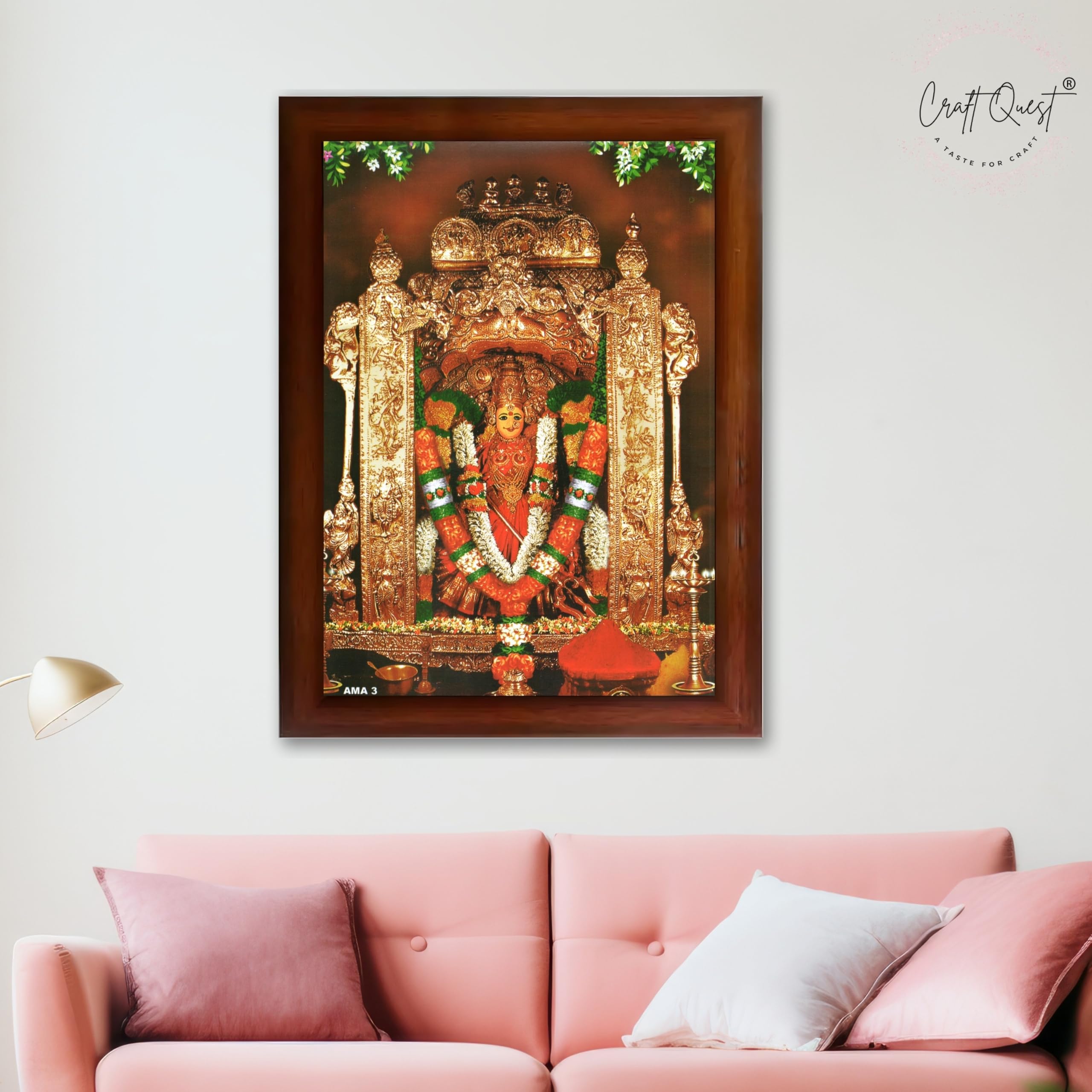 CRAFT QUEST Vijayawada Kanaka Durga Devi Durgamma Wall Photo Frame | South God Frame for Home, Office, Temple & Gifting