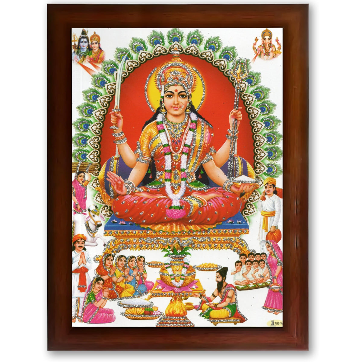 CRAFT QUEST Santoshi Mata Color Photo Frame for Home Temple and Devotional Decor