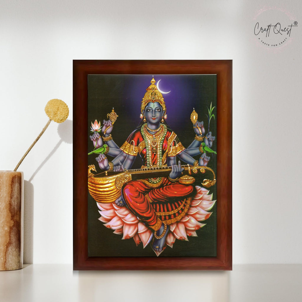 CRAFT QUEST Raja Syamala Devi Shyamala Matangi Wall Painting Framed | South God Picture Frame for Home, Office, Temple & Gifting, Decor