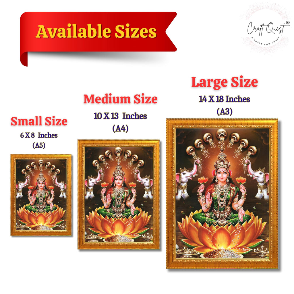 CRAFT QUEST Goddess Lakshmi Mata Wall Painting Photo Framed | Acrylic Glass, Lightweight & Waterproof | Ideal for Home, Office, Temple & Puja Room, Wall Decor