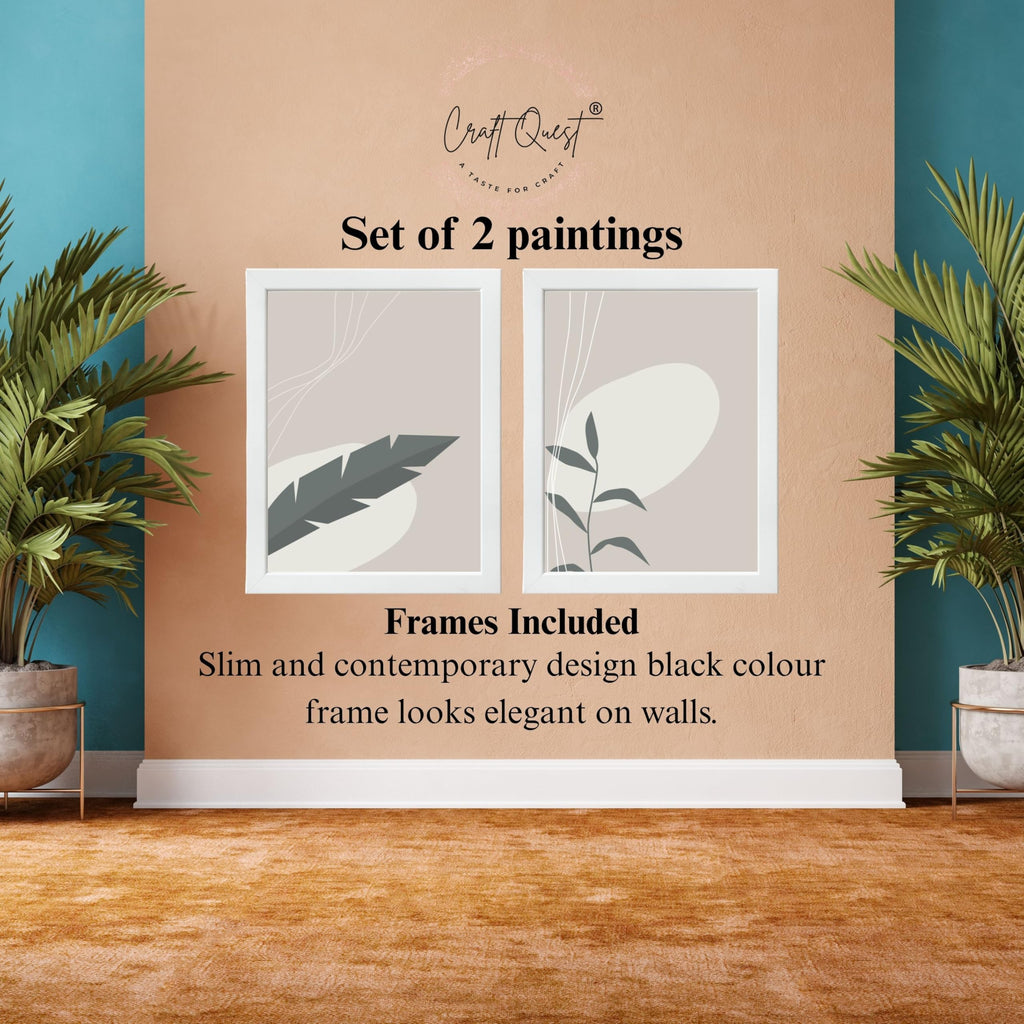 CRAFT QUEST Wall Art Decor Paintings | Set of 2 Floral Wall Art Frames for Home Decoration | Ideal for Living Room, Bedroom & Office (Style 112)