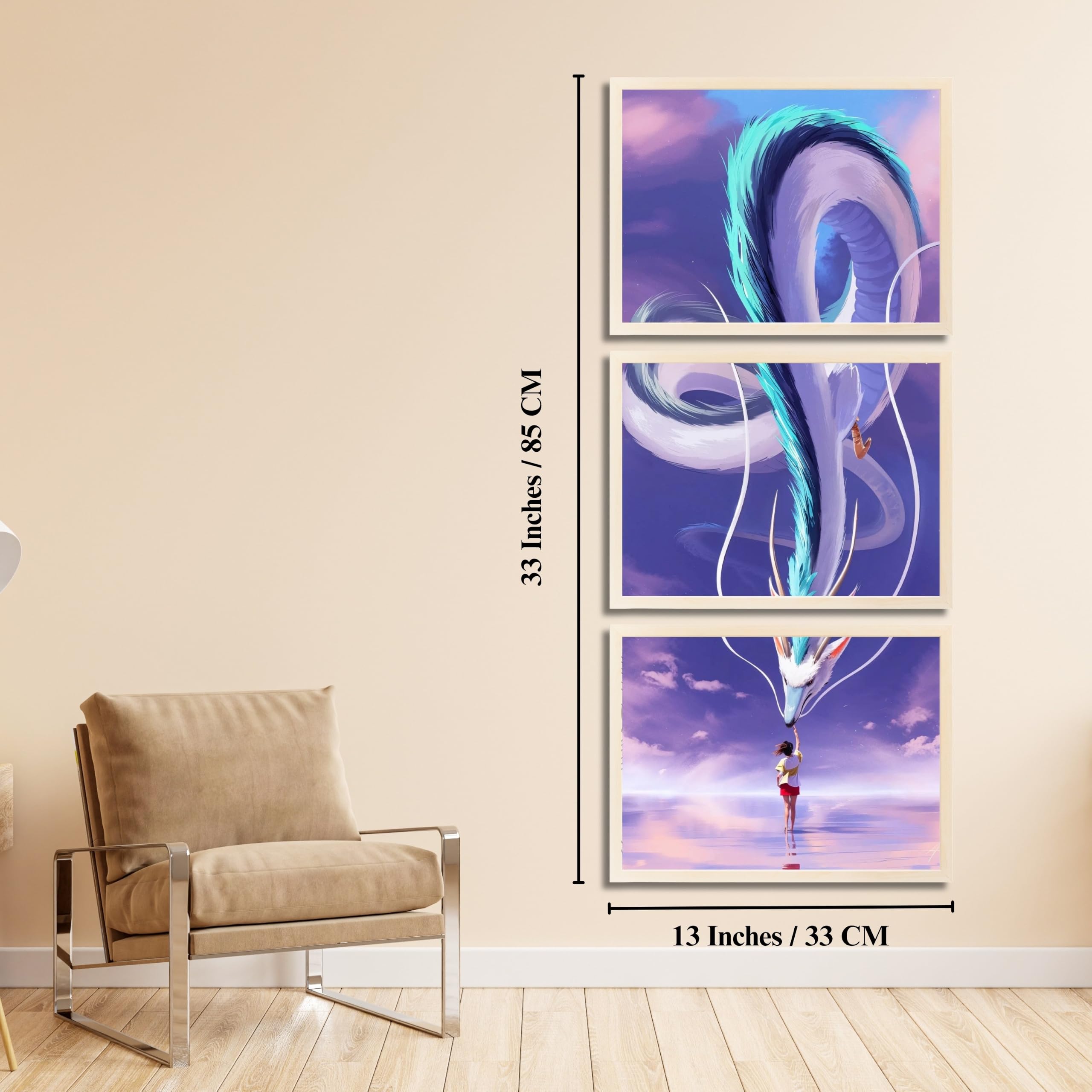 VENUXE ARTS Set Of 3 Anime Characters Wall Framed |Anime Characters Framed Poster for Living Room Bedroom Gaming Room Studio Wall Decor