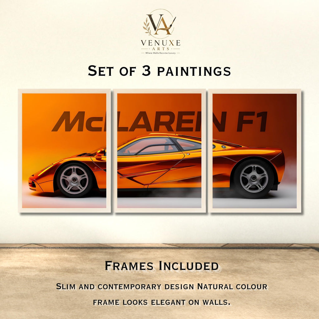VENUXE ARTS Set Of 3 Big Sports Cars Framed Posters Gift Items for Boys Room Wall Decoration Bedroom, Living Room, Office, Studio Décor | Car Poster Frame for Wall Décor