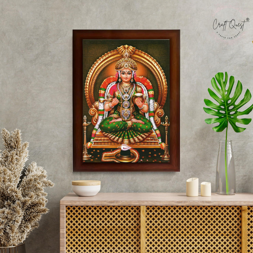 CRAFT QUEST Shiva & Maa Annapurna devi sitting on throne photo frame with Acrylic Glass for Kitchen, Food & Prosperity Blessing Hindu