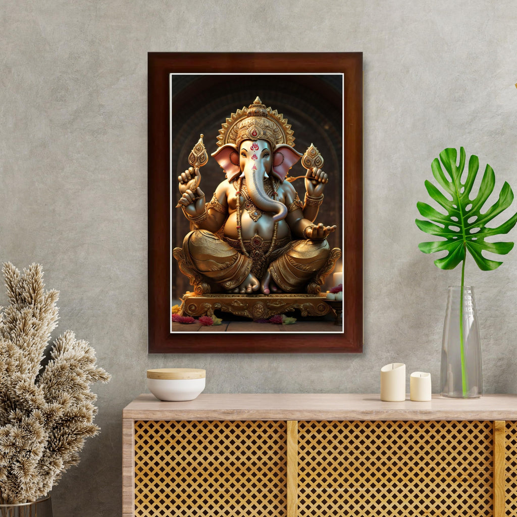 CRAFT QUEST Lord Ganpati Ganapathi Hanging Wall Painting Framed Home Decor GA-258