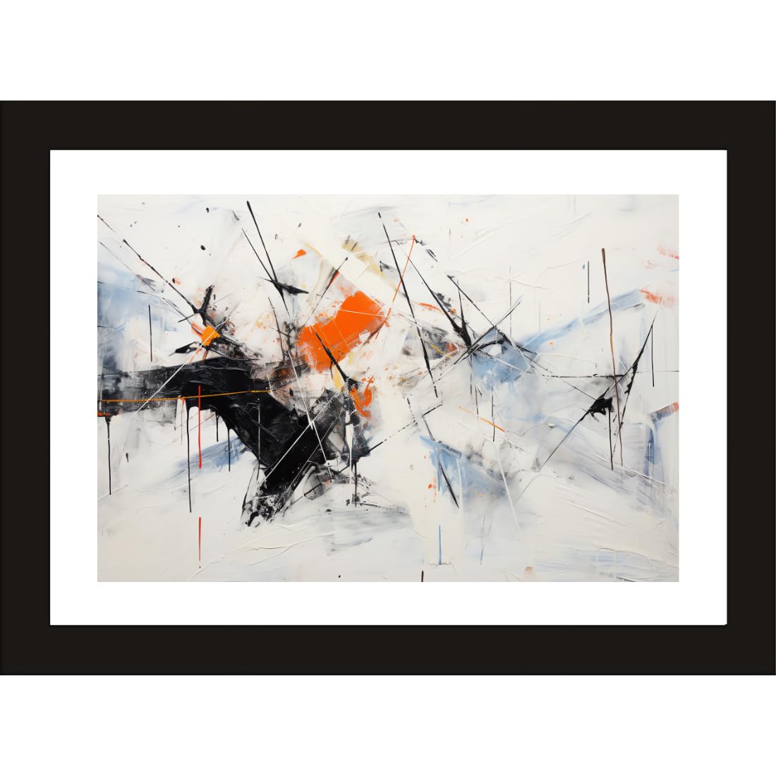 CRAFT QUEST Abstract Digital Mosaics Modern Art Painting Poster Frame for Home & Office Wall Decoration - Portrait, Wall Display (Black, 14x10 Inch Frame with Art Print) (Tropical Reverie)