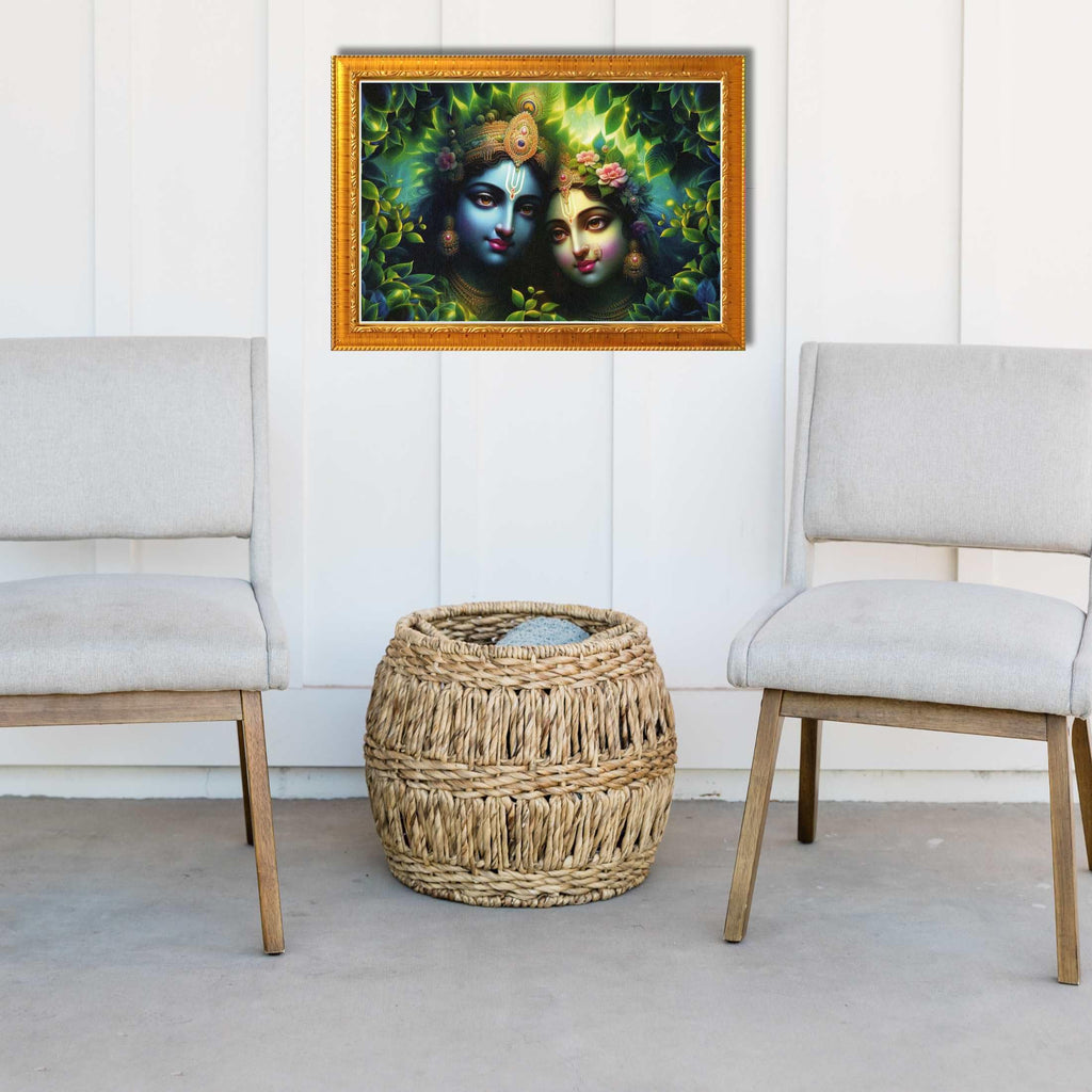 CRAFT QUEST Radha Krishna Art Photo Framed Painting for Home and Bedroom Wall Decoration of Size 14X10 Inches with Frame And Acrylic Glass RK213