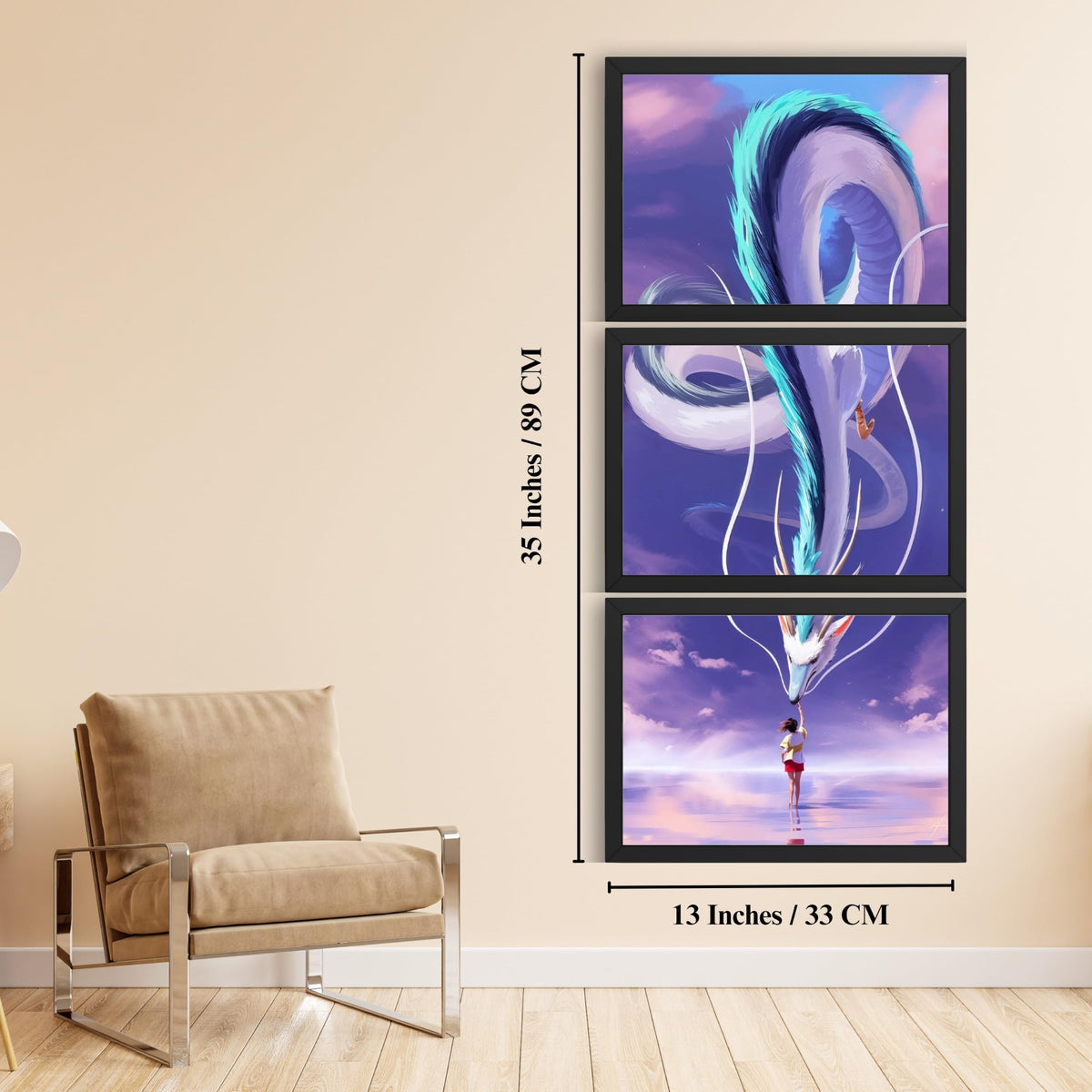VENUXE ARTS Set Of 3 Anime Characters Wall Framed |Anime Characters Framed Poster for Living Room Bedroom Gaming Room Studio Wall Decor