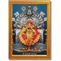CRAFT QUEST Goddess MahaLakshmi Devi Kolhapur Wall Painting Frame with Acrylic glass Home Decor (Synthetic, Matte Finish, Golden, Small Size, 7 X 9 Inch)