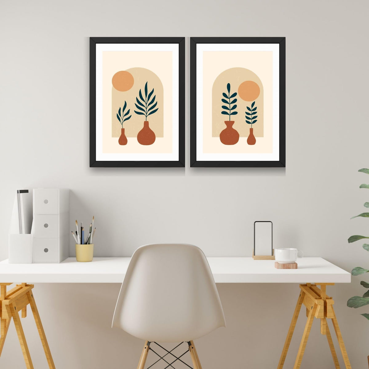 CRAFT QUEST 2 Piece Set Wall Art Poster Frame Painting for Wall Decoration With Acrylic Glass, Wall Art for living room,Home, Office Restraunt