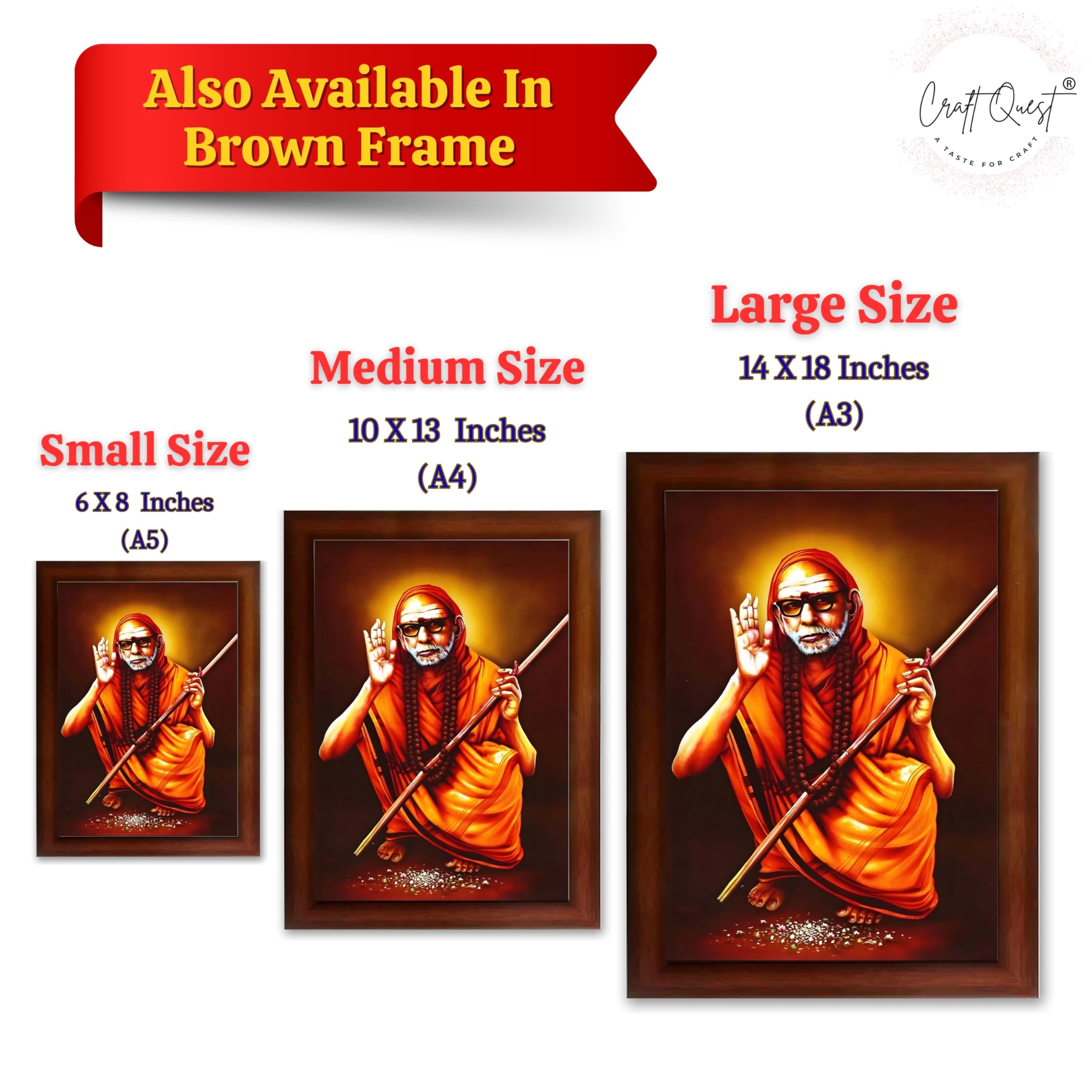 CRAFT QUEST Kanchi Maha Periyava Periyavar Periyar Kanji Wall Painting Framed|Home Décor