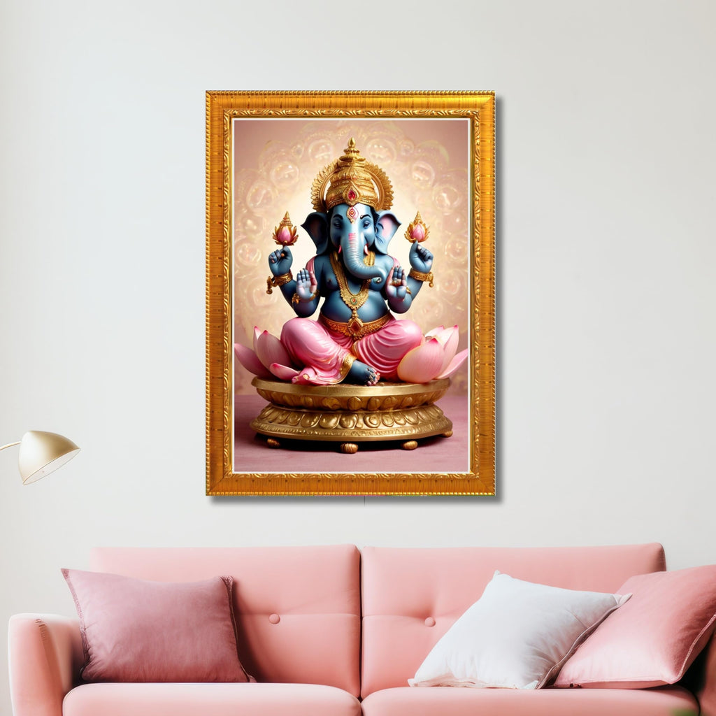 CRAFT QUEST God Ganesh Ganpati ji Ganesha Art Framed Painting Ready to Hang