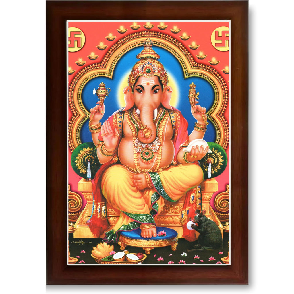 CRAFT QUEST Lord Ganpati Modern Wall Art Painting With Frame, Home and Office Decor
