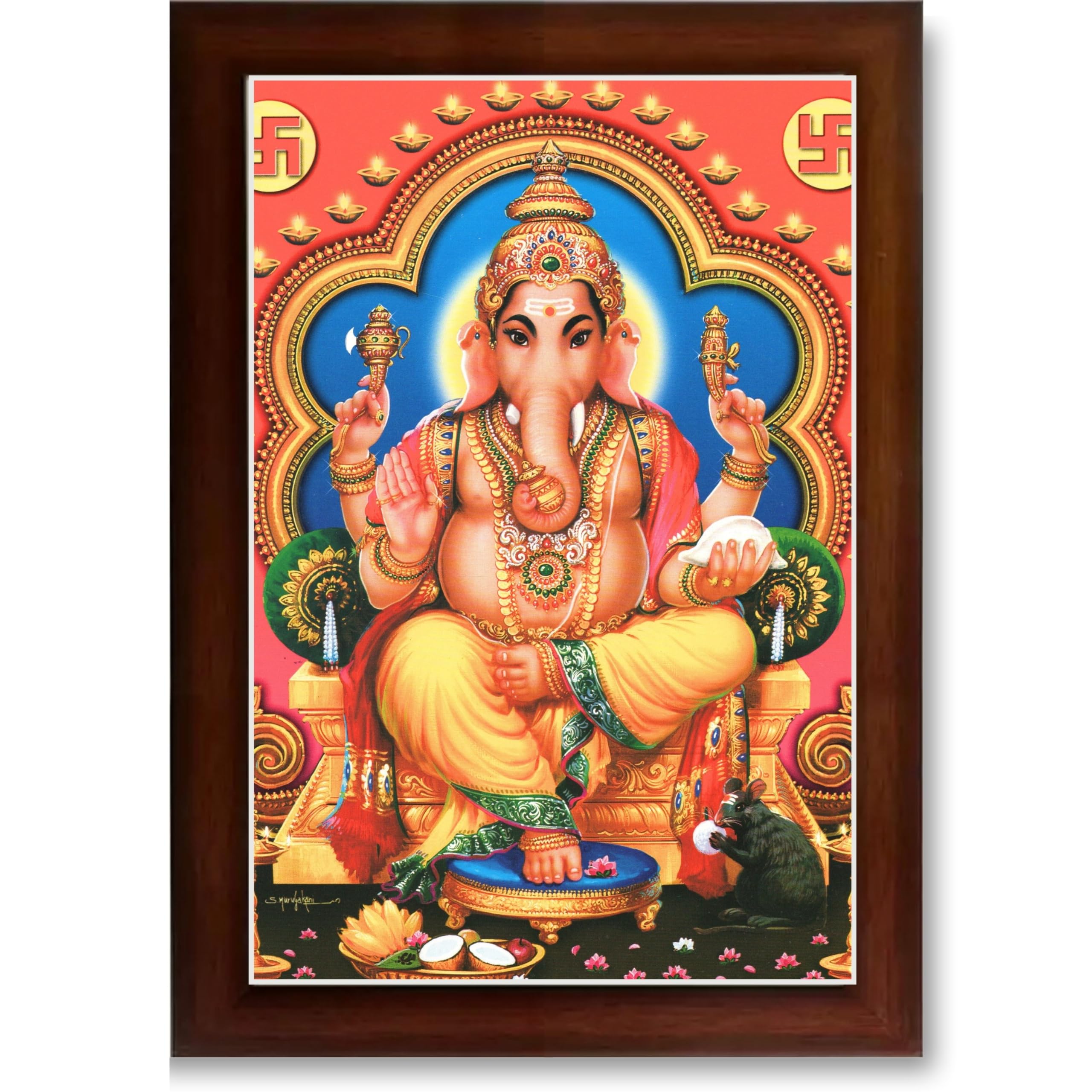 CRAFT QUEST Lord Ganpati Modern Wall Art Painting With Frame, Home and Office Decor