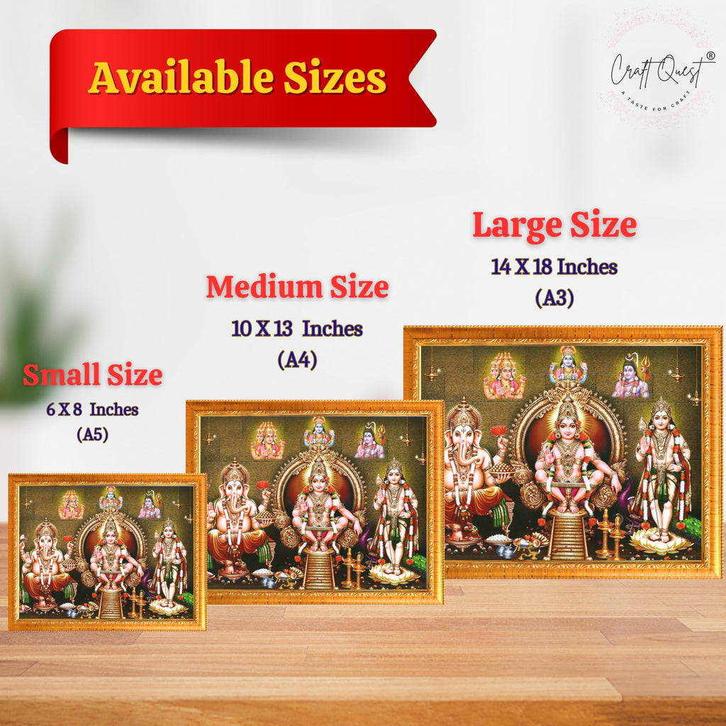 CRAFT QUEST Lord Swami Ayyappa Swamy Ayyappan Iyyappan South photo Frame For Wall Painting,Mandir, Pooja, Home Décor Items