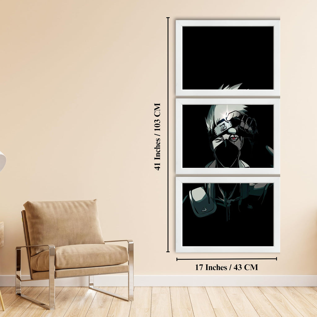 VENUXE ARTS Set Of 3 Anime Characters Wall Framed |Anime Characters Framed Poster for Living Room Bedroom Gaming Room Studio Wall Decor