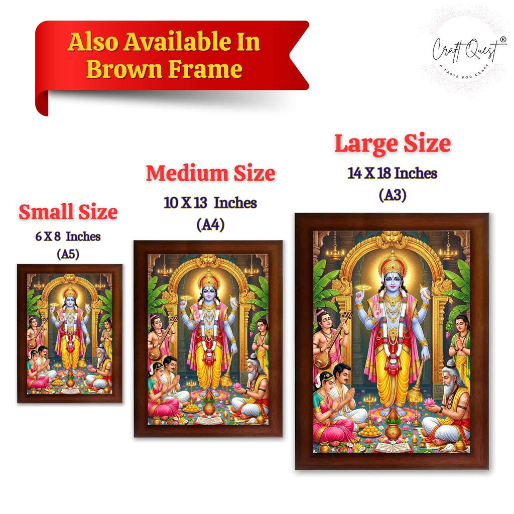 CRAFT QUEST Satyanarayana Swamy Hindu God Satyanarayan Photo Frame | Religious Photo Frame | Ideal for Home, Office, Temple & Puja Room, Wall Decor Item