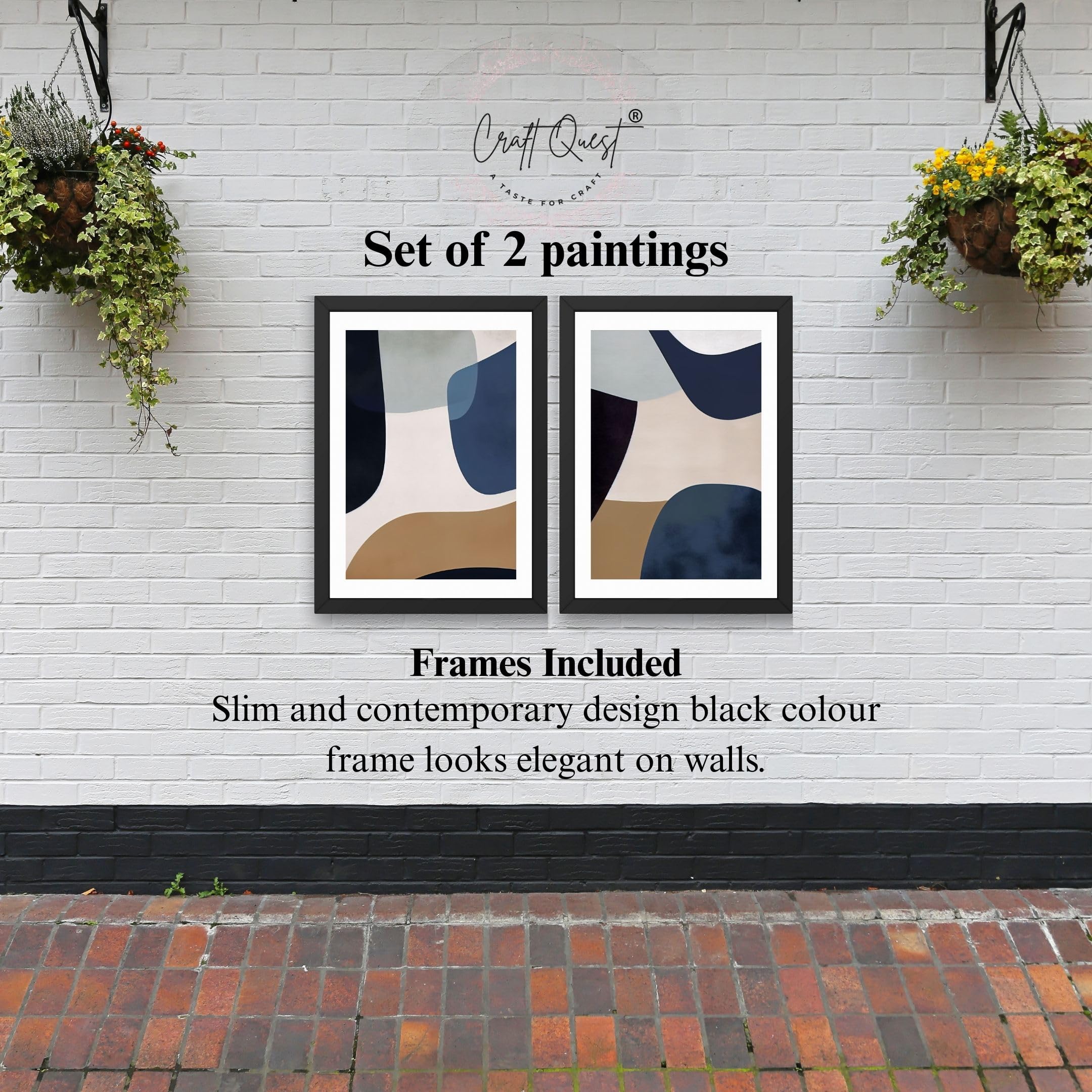 CRAFT QUEST 2 Piece Set of Wall Art poster Frame Painting for Wall Decoration With Acrylic Glass, for living room,Home, Office