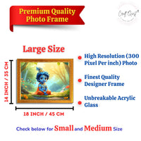 CRAFT QUEST Little Krishna Bal Gopal Makhan Chor Wall Photo Frame | Hindu God Kanha Devotional Home Decor | Gift Item
