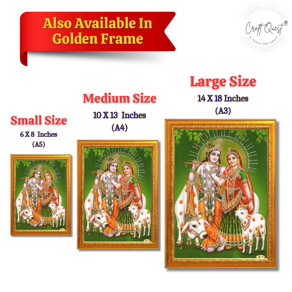 CRAFT QUEST Radha Krishna Flute Painting With Frame Wall Paintings for Living Room, Bedroom, Office Décor