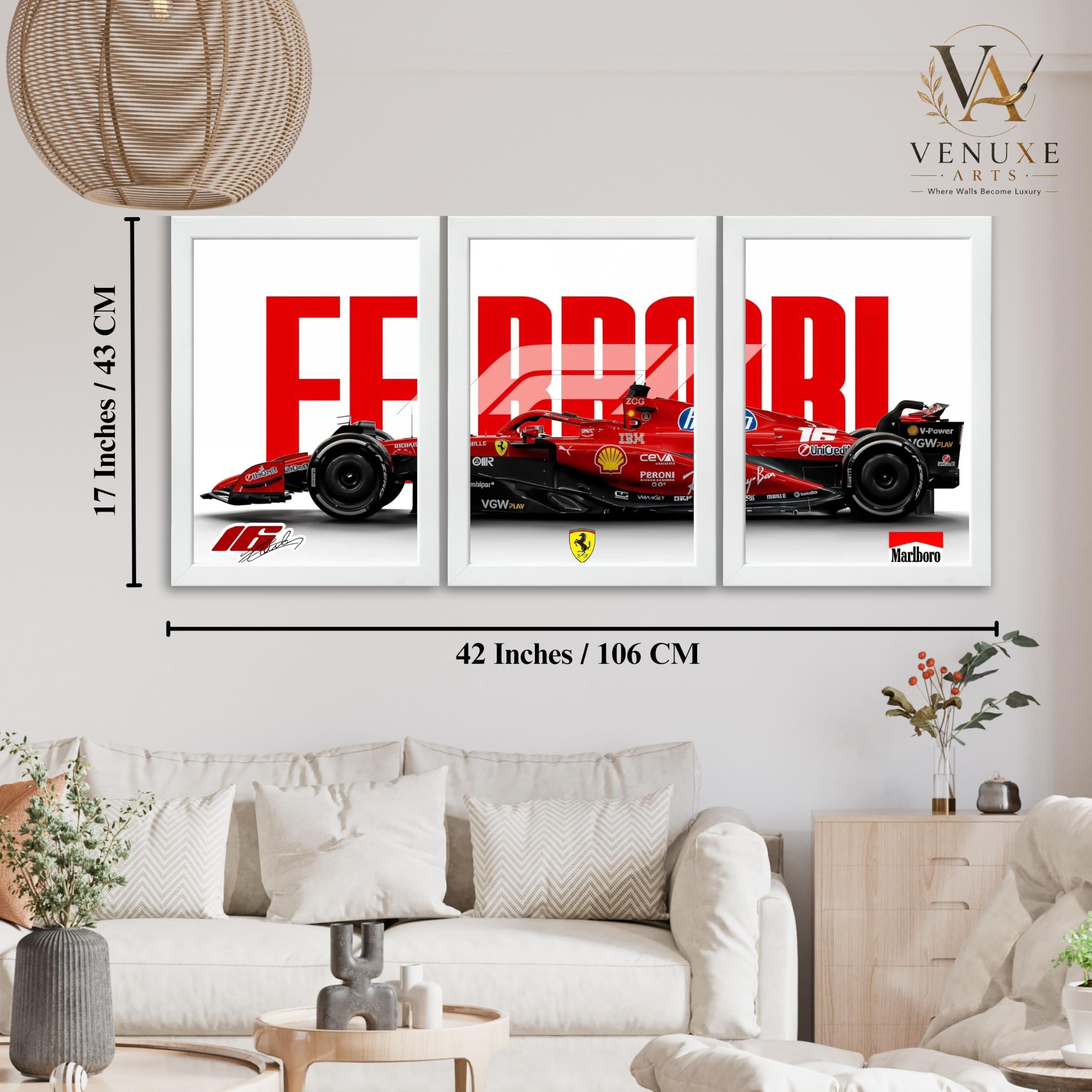 VENUXE ARTS Set Of 3 Big Sports Cars Framed Posters Gift Items for Boys Room Wall Decoration Bedroom Living Room Office Studio Décor | Car Poster Frame for Wall Décor