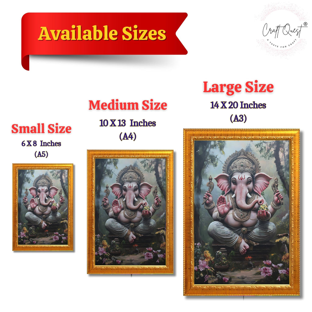 CRAFT QUEST Lord God Ganesh Ganpati ji Hanging Wall Painting Framed For Home Décor
