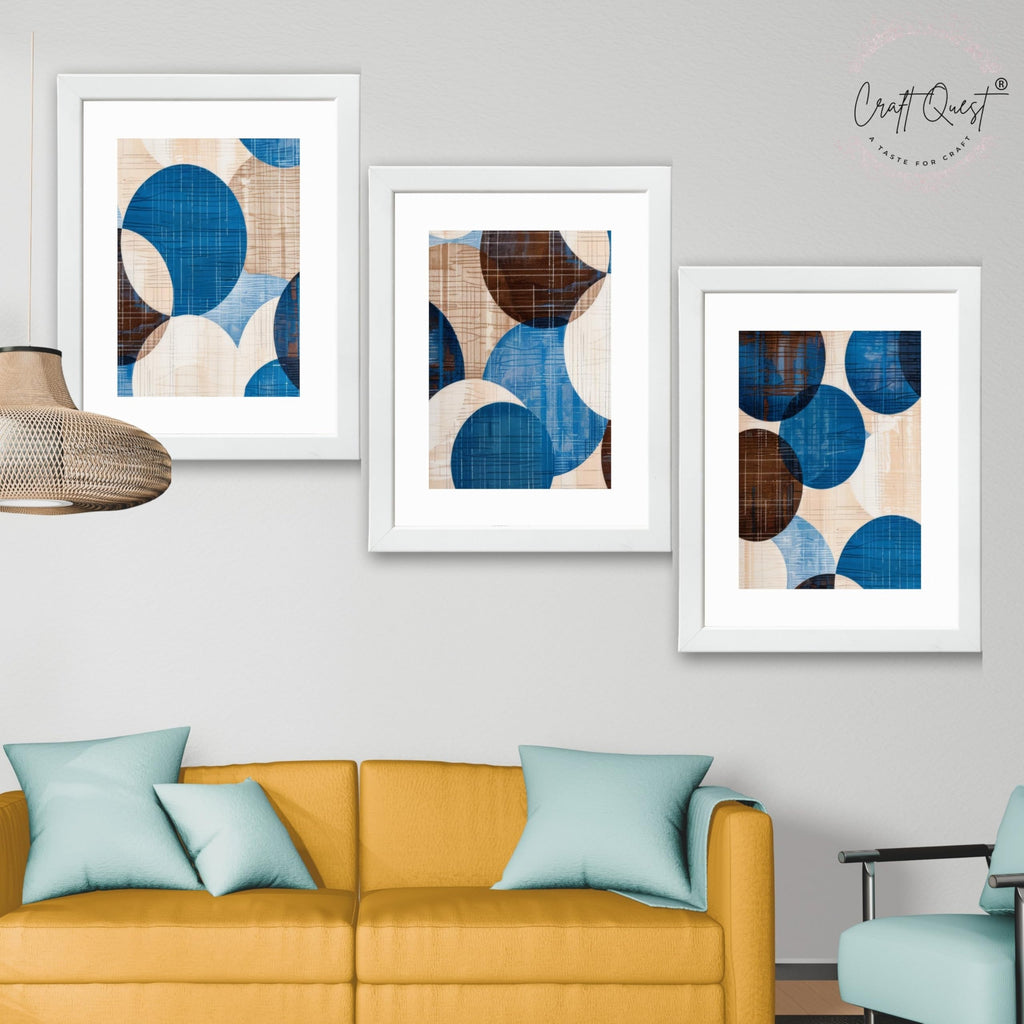 CRAFT QUEST Wall Art Decor Paintings | Set of 3 Abstract Wall Art Frames for Home Decoration | Ideal for Living Room, Bedroom & Office