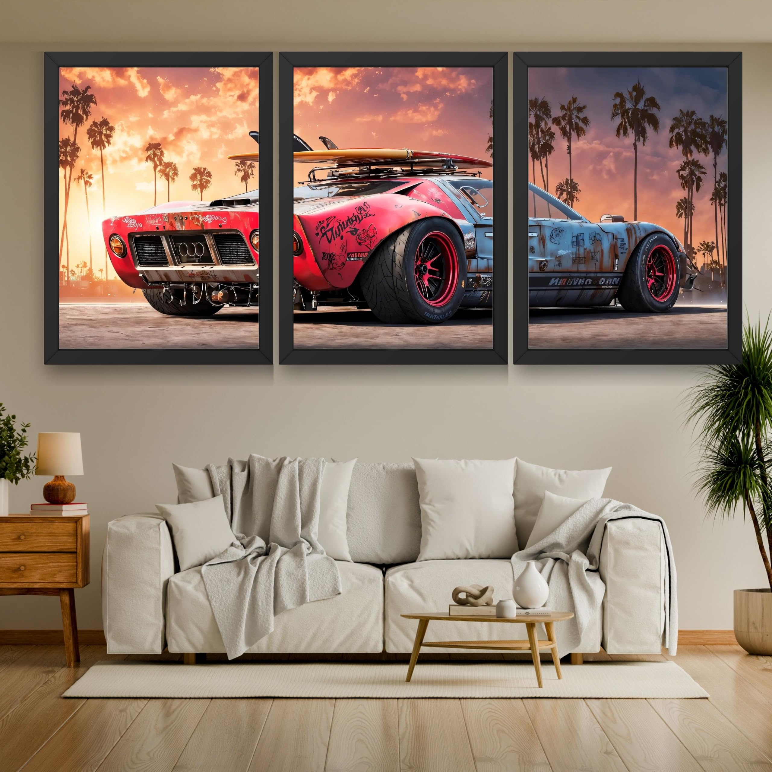 VENUXE ARTS Set Of 3 Big Sports Cars Framed Posters Gift Items for Boys Room Wall Decoration Bedroom Living Room Office Studio Décor | Car Poster Frame for Wall Décor
