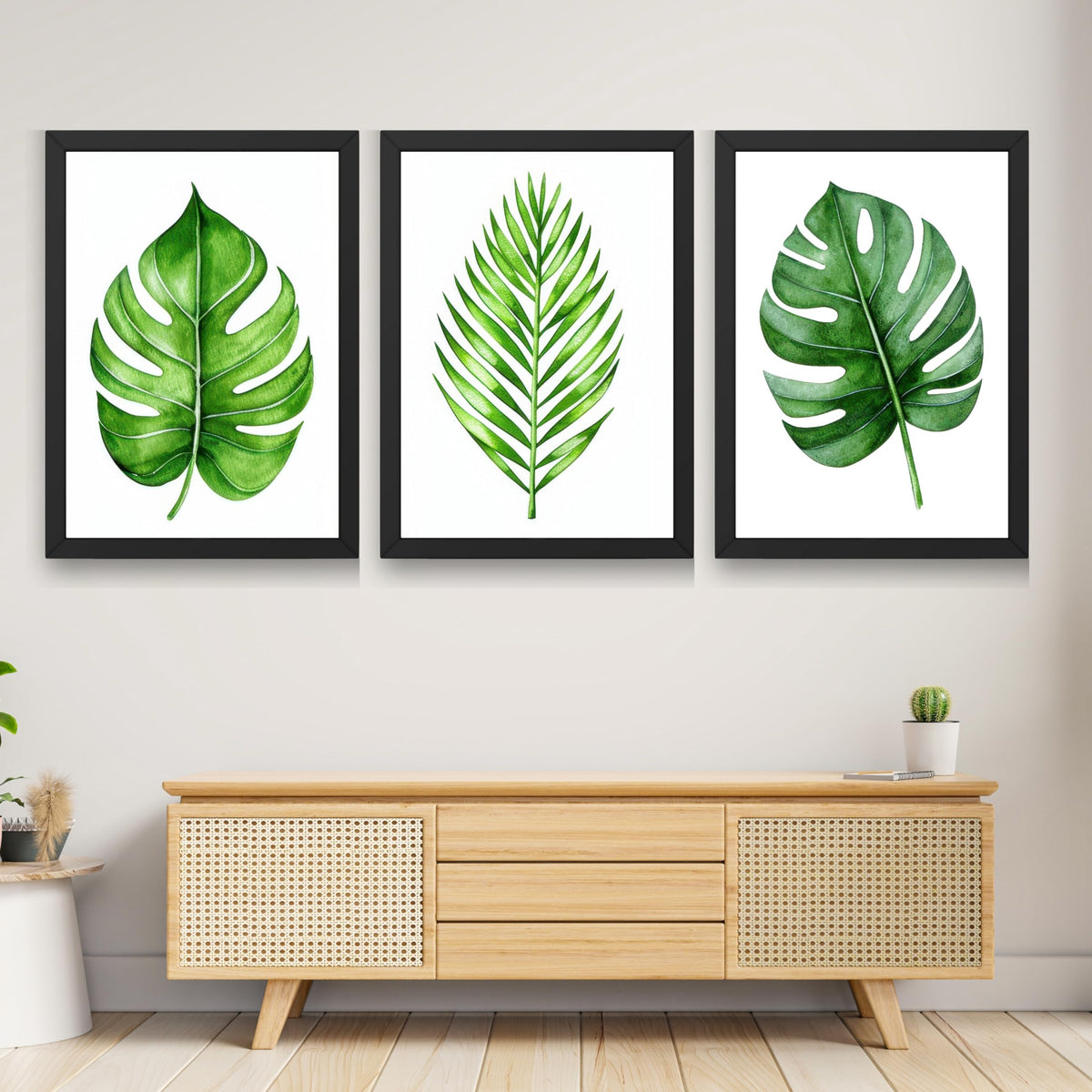 CRAFT QUEST Nature Inspired Exotic Leaves Modern Wall Art | Set of 3 Frames for Home Decoration | Ideal for Living Room, Bedroom & Offices