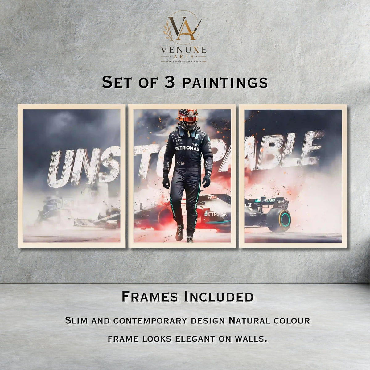 VENUXE ARTS Set Of 3 Big Sports Cars Framed Posters Gift Items for Boys Room Wall Decoration Bedroom Living Room Office Studio Décor | Car Poster Frame for Wall Décor
