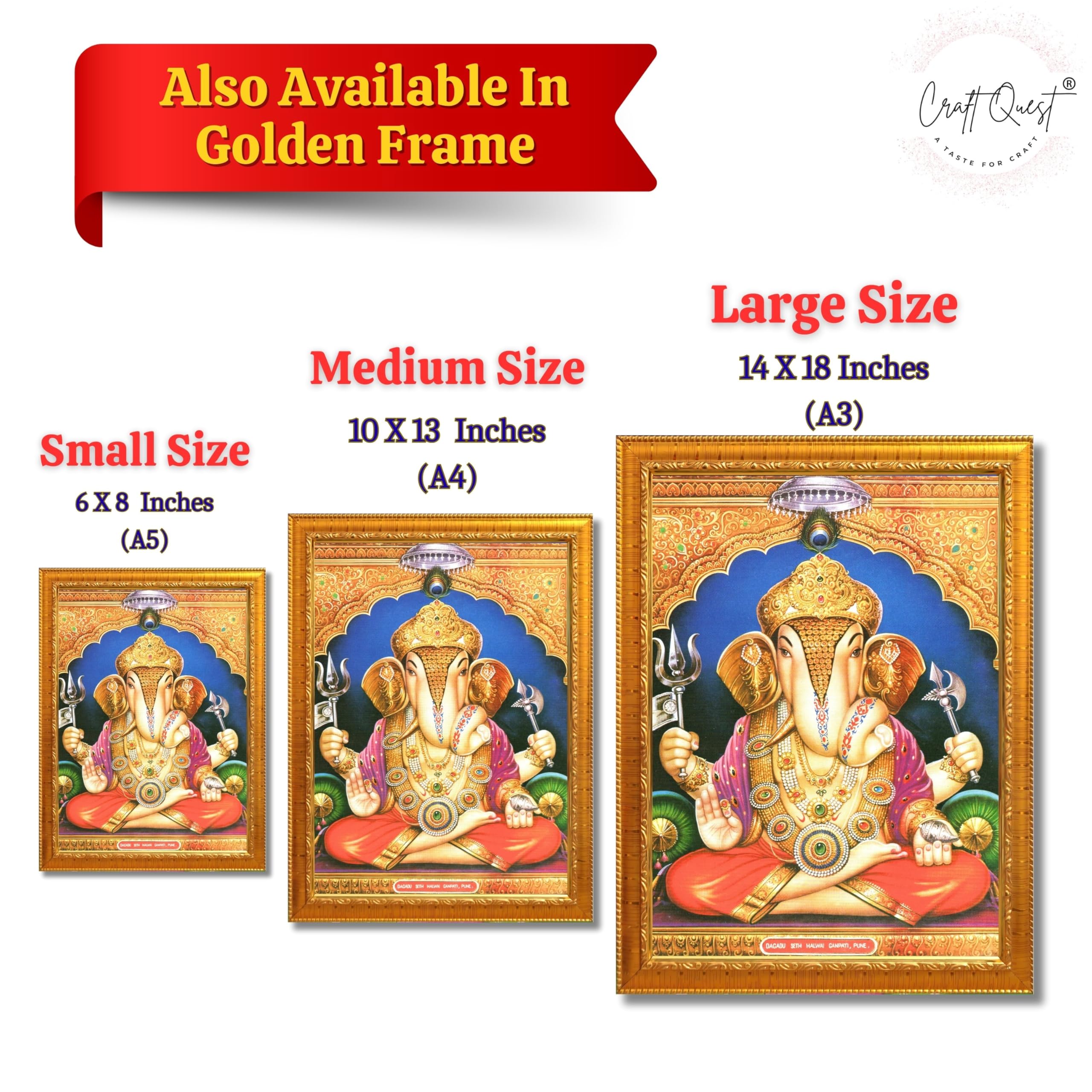 CRAFT QUEST Lord Ganesh ji Modern Wall Painting With Frame For Home pooja, and Office Decor,