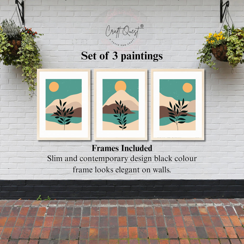 CRAFT QUEST Wall Art Decor Paintings | Set of 3 Wall Art Frames for Home Decoration | Ideal for Living Room, Bedroom & Office