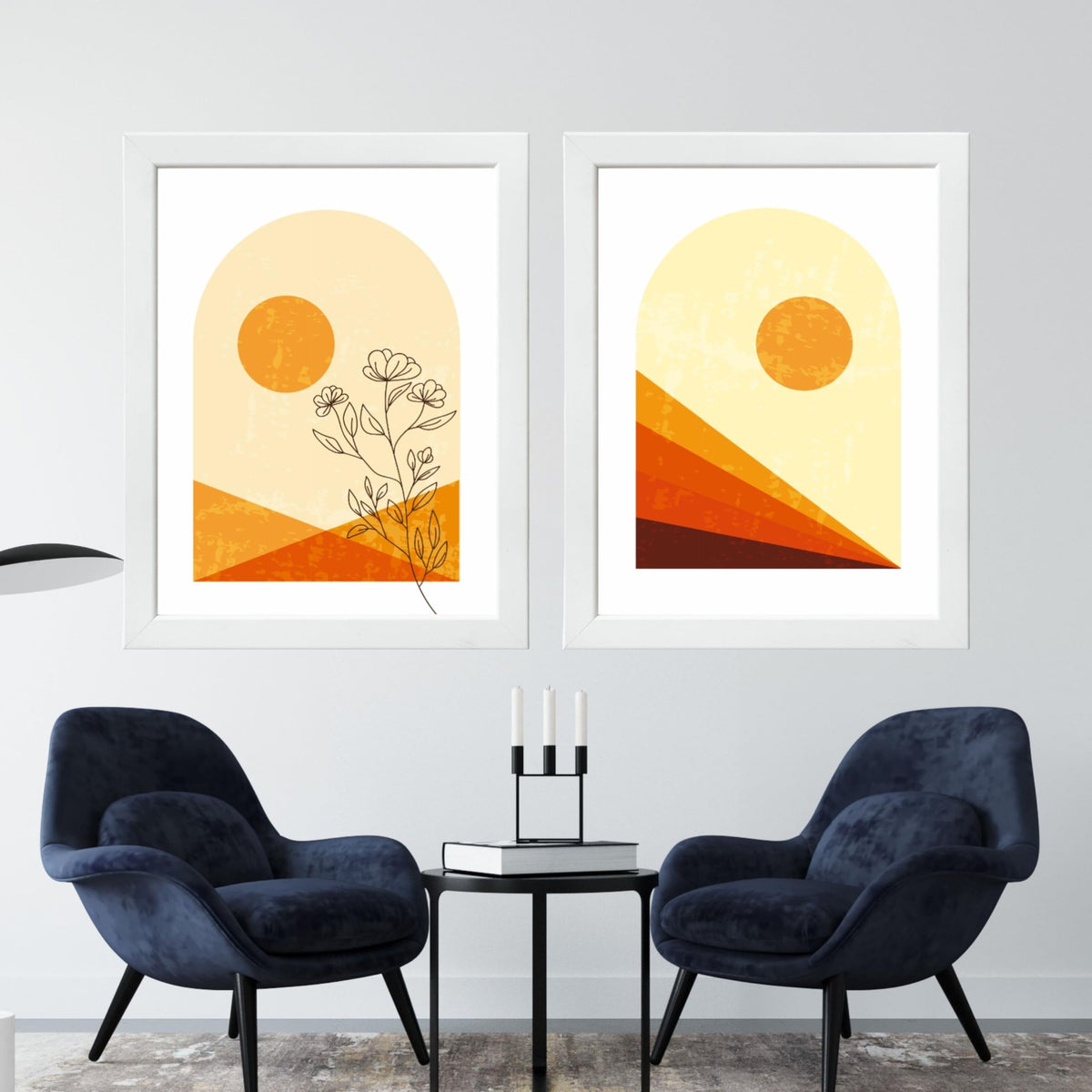 CRAFT QUEST Wall Art Decor Paintings | Set of 2 Floral Wall Art Frames for Home Decoration | Perfect for Living Room, Bedroom & Office