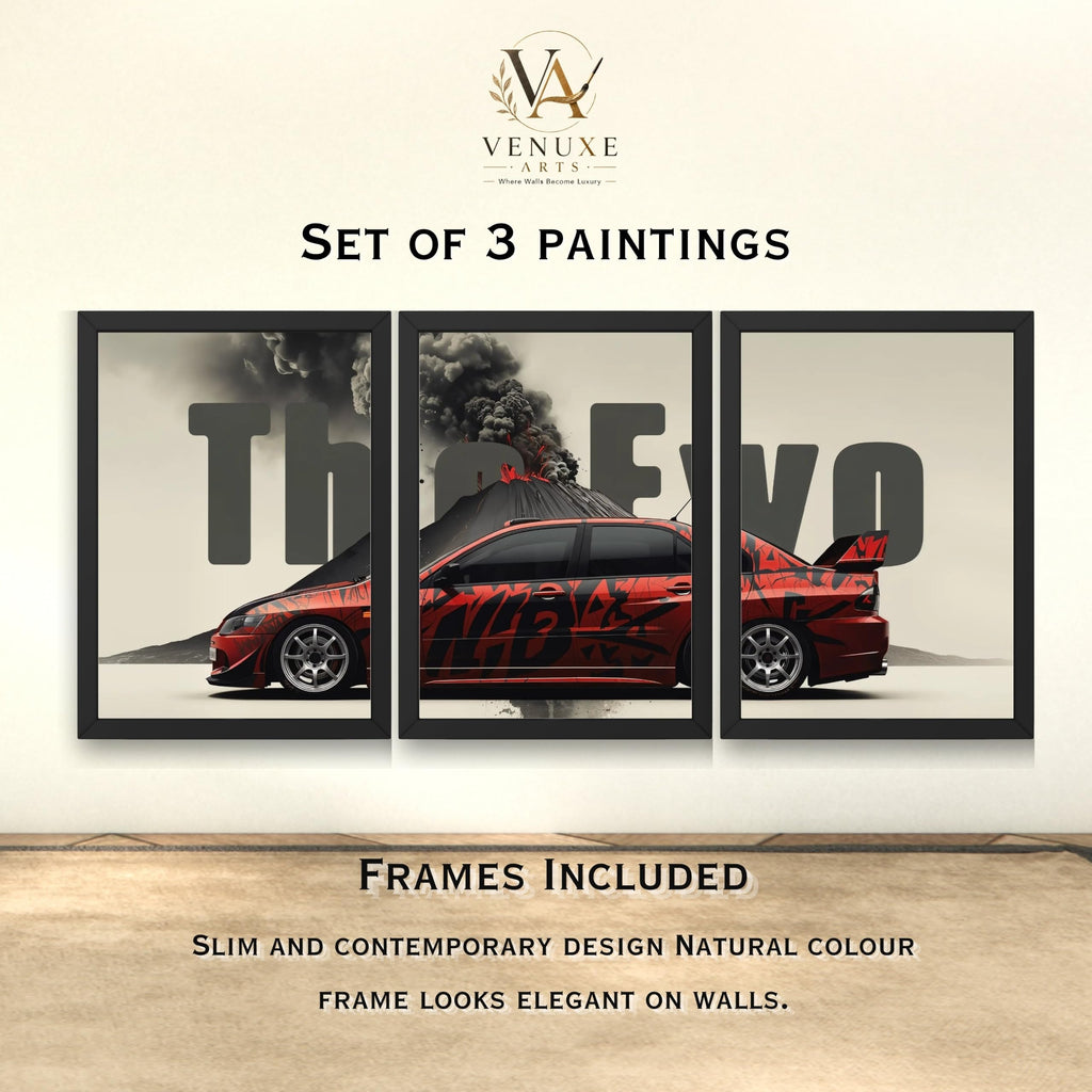 VENUXE ARTS Set Of 3 Big Sports Cars Framed Posters Gift Items for Boys Room Wall Decoration Bedroom Living Room Office Studio Décor | Car Poster Frame for Wall Décor