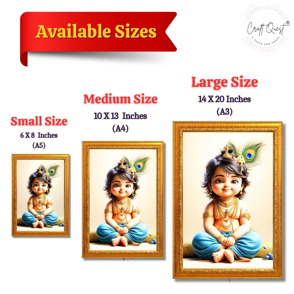 CRAFT QUEST Bal Gopal Painting | Krishna Photo Frames for Walls, Home, Bedroom, Living Room and Home Decor Item