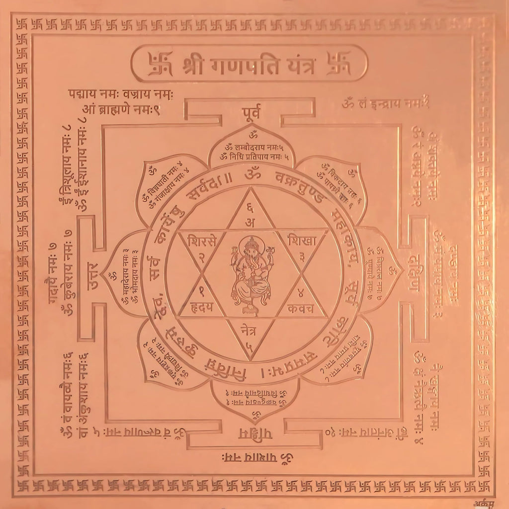 CRAFT QUEST Shree Ganesh Yantra - Copper - (3 x 3 inches, Brown)