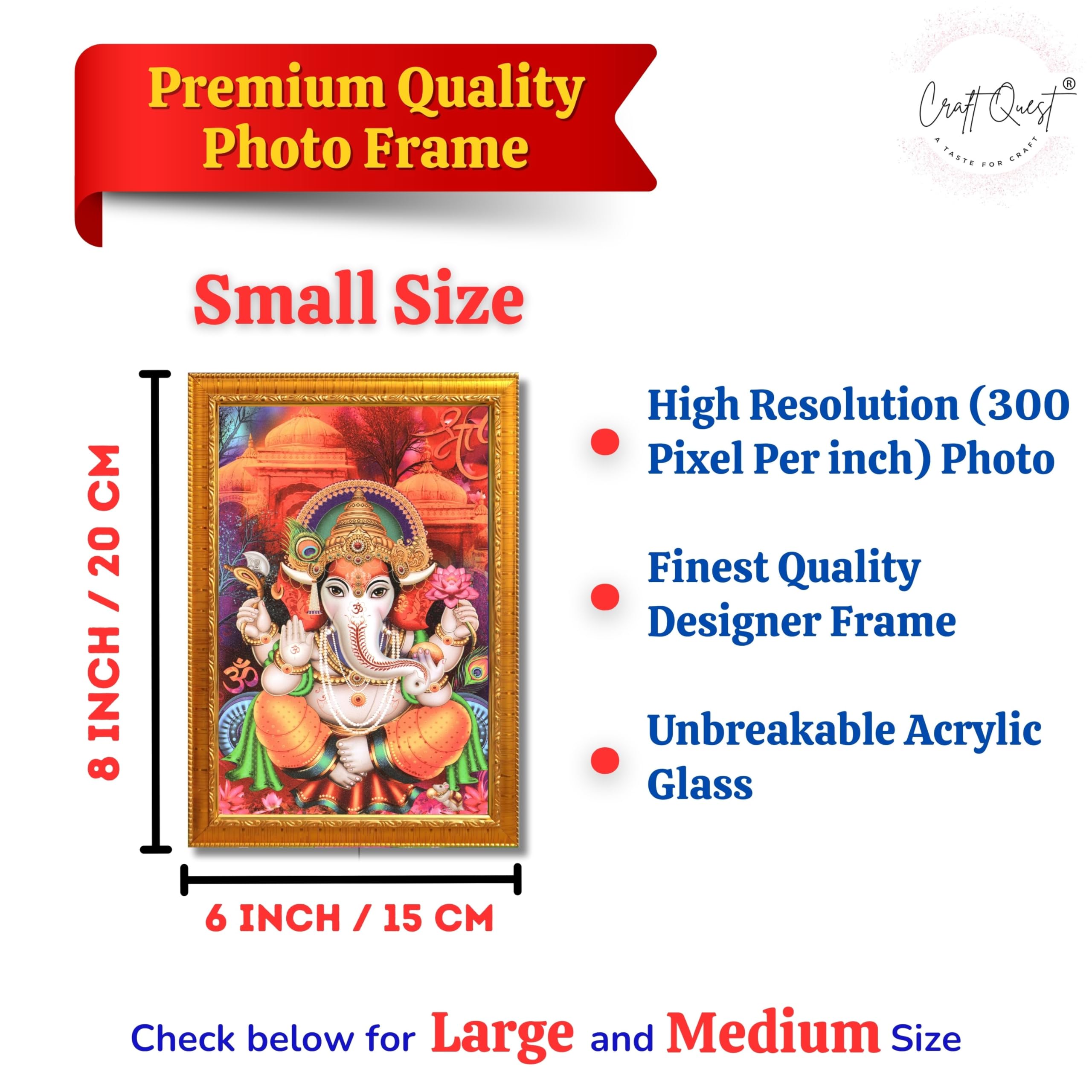 CRAFT QUEST Lord Ganesha Ganesh Ganpati Ganapathi Hanging Wall Painting Framed Home Decor