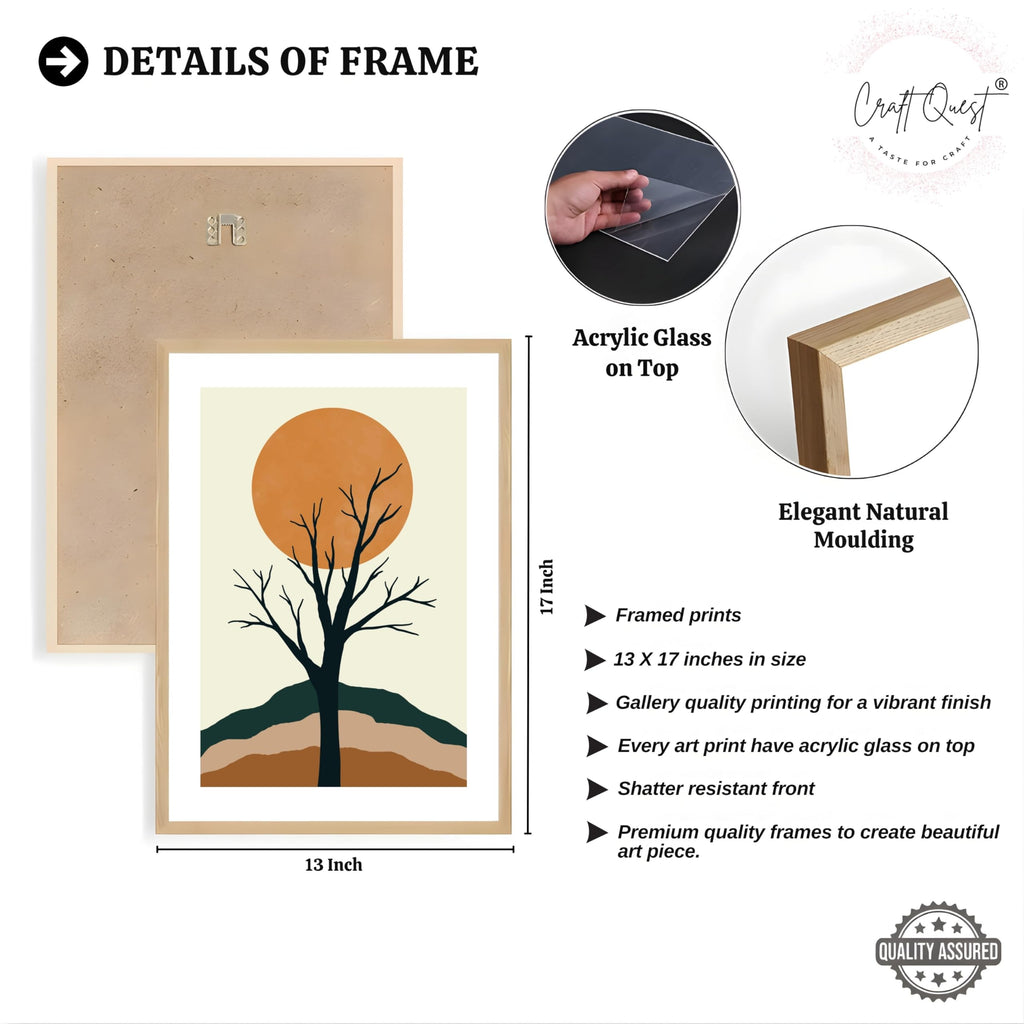 CRAFT QUEST SET OF 3 Modern Abstract Landscape Art | Set of 3 Frames for Home Decoration | Ideal for Living Room, Bedroom & Offices