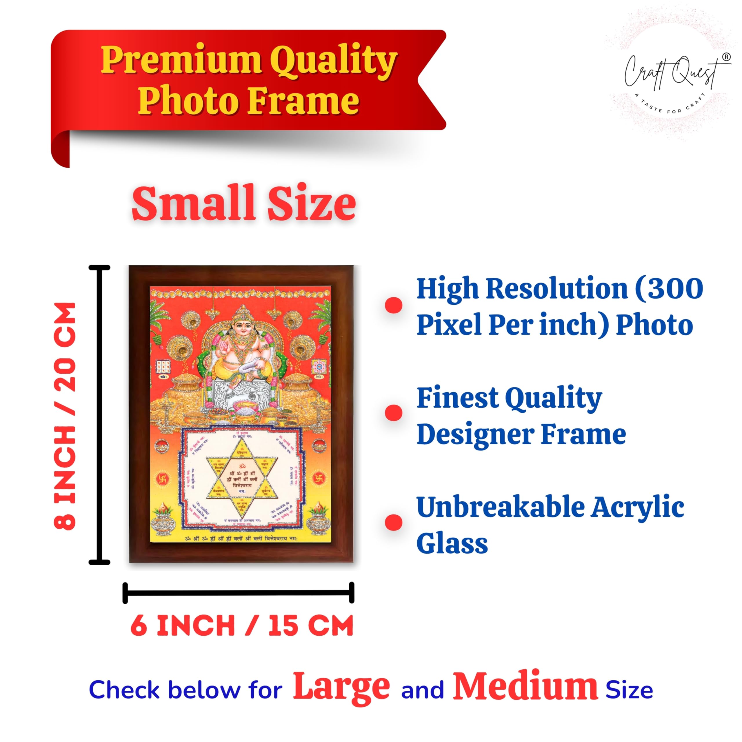 CRAFT QUEST Lord Kubera Swamy Bhagwan Kuber Kubera Wall Painting Framed Home Decor, Religious Photo Frame, Wall Decoration Item