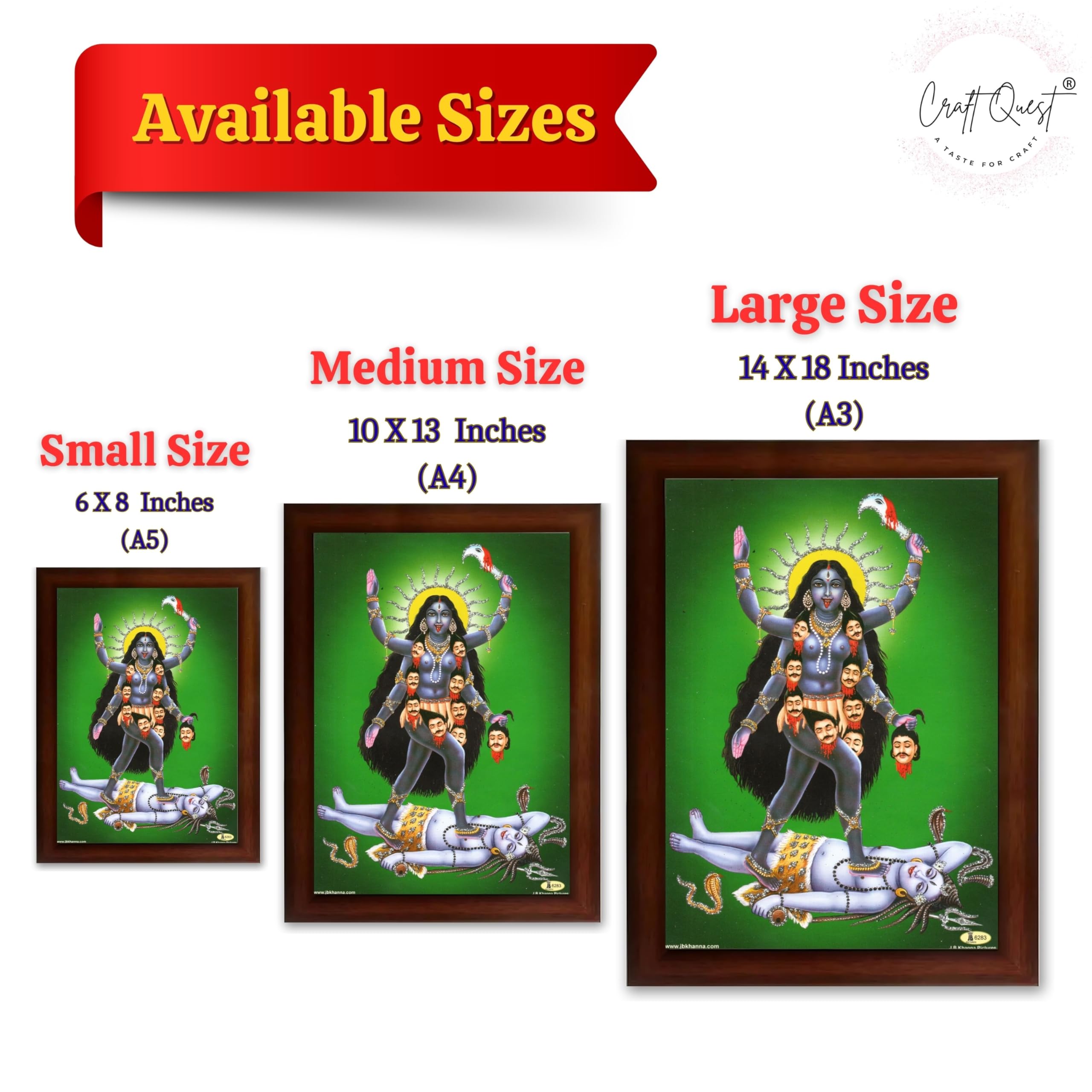 CRAFT QUEST Mahakali Kali Mata Ji Shiv Shiva Wall Painting Framed Home Decor