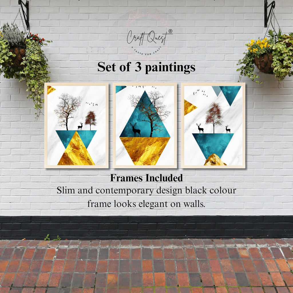 CRAFT QUEST Abstract Modern Art Wall Frame | Set of 3 Frames for Home Decoration | Ideal for Living Room, Bedroom & Offices