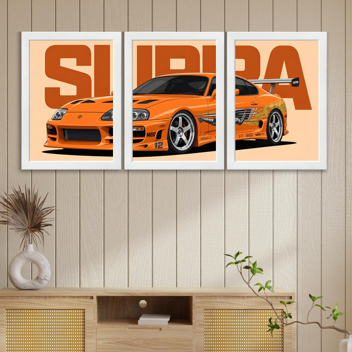 VENUXE ARTS Set Of 3 Big Sports Cars Framed Posters Gift Items for Boys Room Wall Decoration Bedroom Living Room Office Studio Décor | Car Poster Frame for Wall Décor