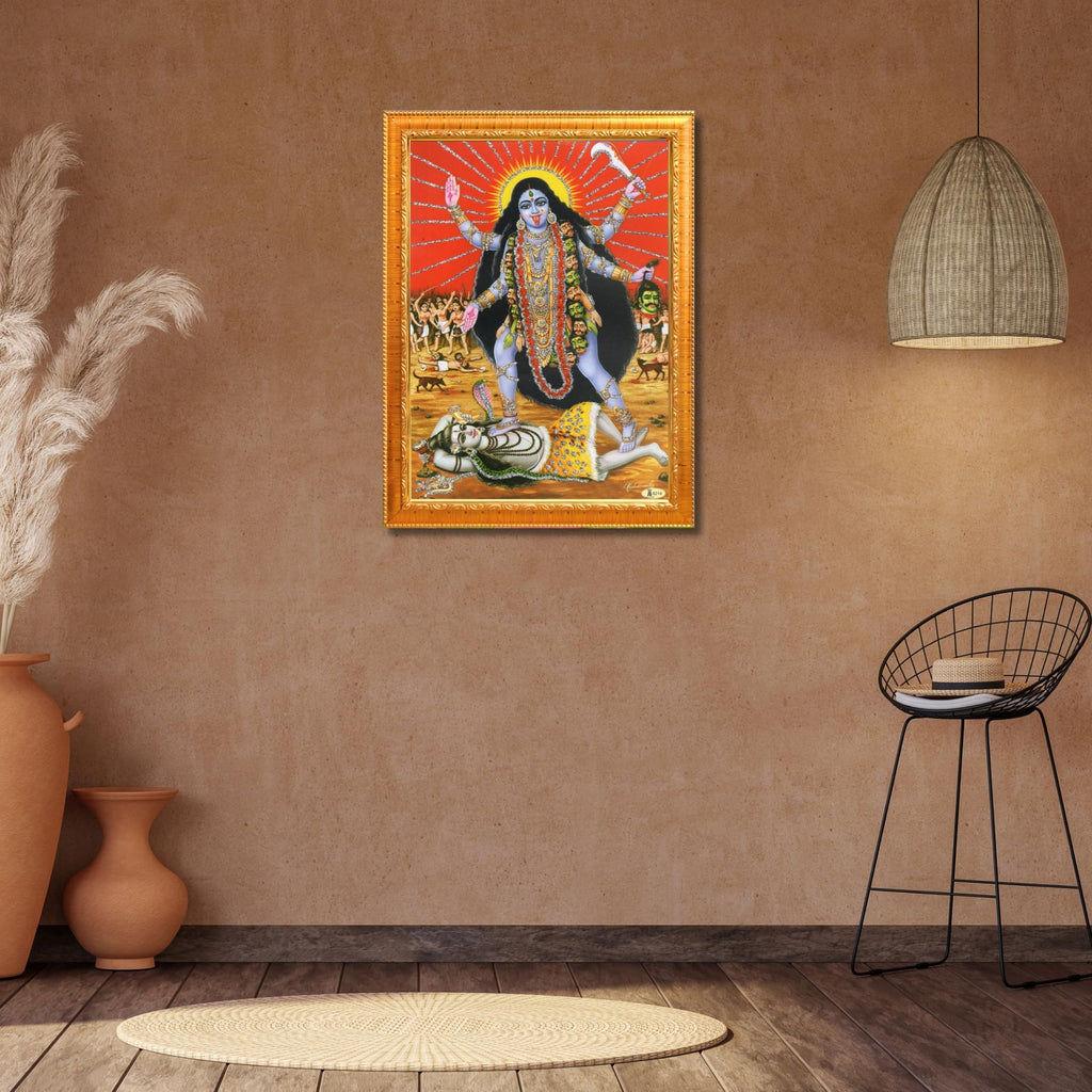 CRAFT QUEST Kali Mata photo with frame, God Religious Framed With Acrylic Glass