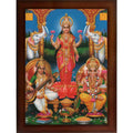 CRAFT QUEST Standing Lakshmi Devi with ganesh ji and saraswati maa Wall Painting Frame for Shop or Business