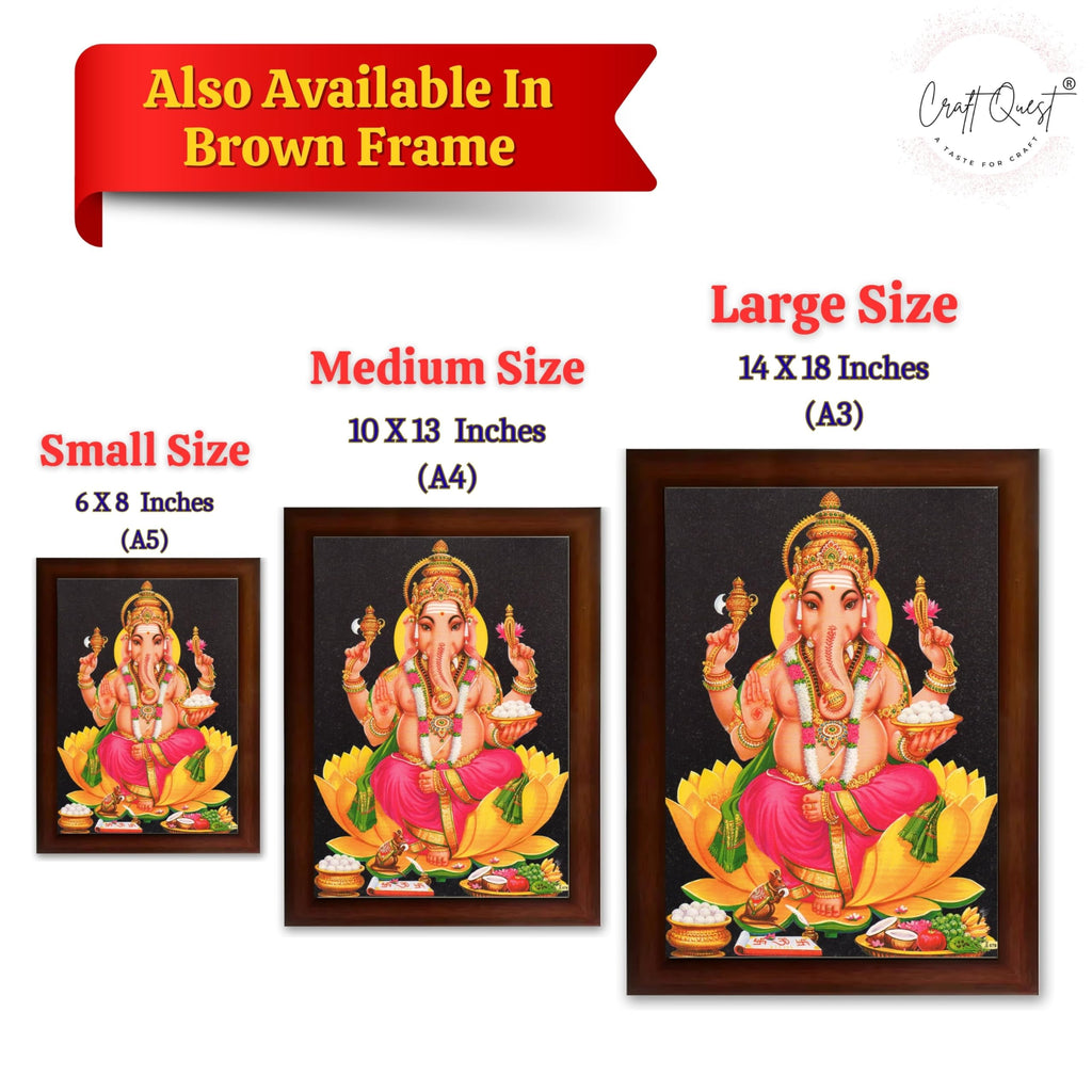 CRAFT QUEST Lord Ganesha Ganpati ji Modern Wall Painting With Frame For Home and Office Decor,