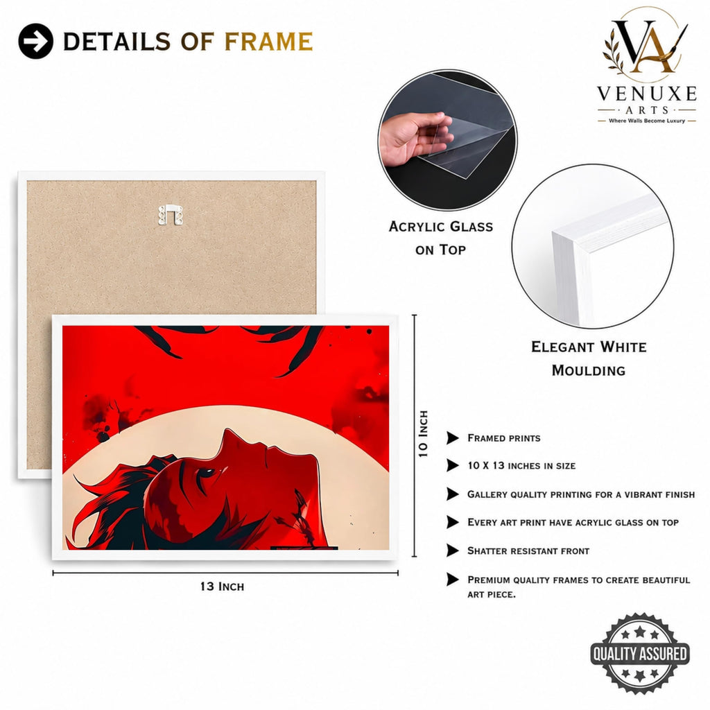 VENUXE ARTS Set Of 3 Anime Characters Wall Framed |Anime Characters Framed Poster for Living Room Bedroom Gaming Room Studio Wall Decor