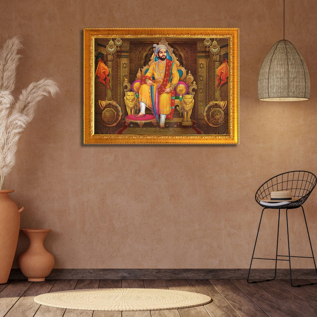 CRAFT QUEST Chhatrapati Shivaji Maharaj photo frame for Home Decorative items with synthetic frame